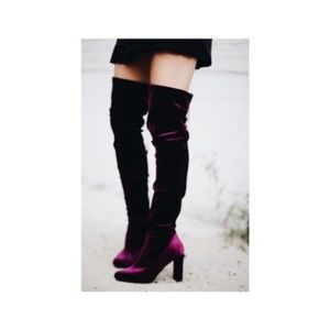 NWOT Dune London Purple Velvet Thigh High Boots
